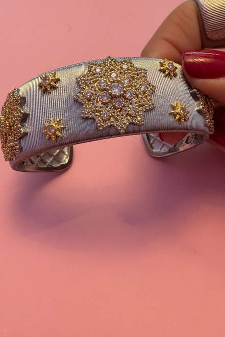 bracciale Kerala - Bangle ottone e filigrana con zirconi placcato oro giallo