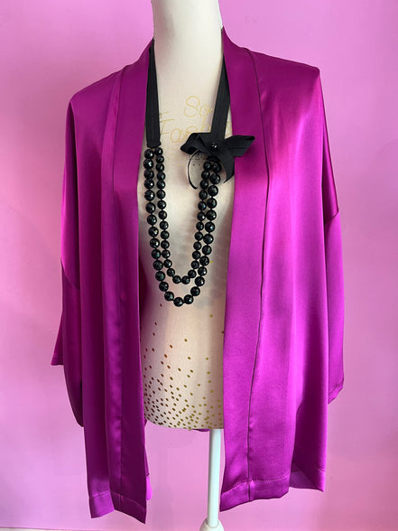 ARIA giacca morbida -Cardigan in seta 100% color ciclamino