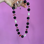 Collana di onice con perle e ambra