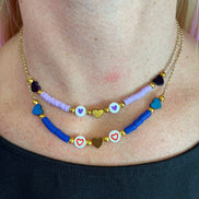 Collana - catena e gommini cuori con placcatura oro