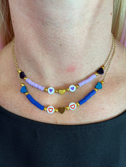 Collana - catena e gommini cuori con placcatura oro