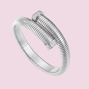 Bracciale Tubogas Flessibile Contrarié -  cm 1 acciaio con terminali in pavé di zirconi