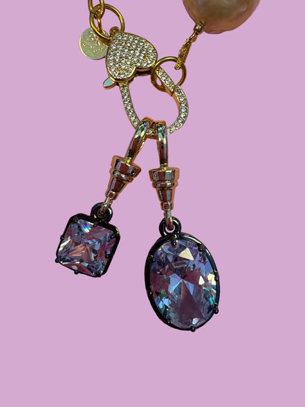 Collana Luce con PERLE coltivate barocche - chiusura gioiello - cm 48- con charms Luce