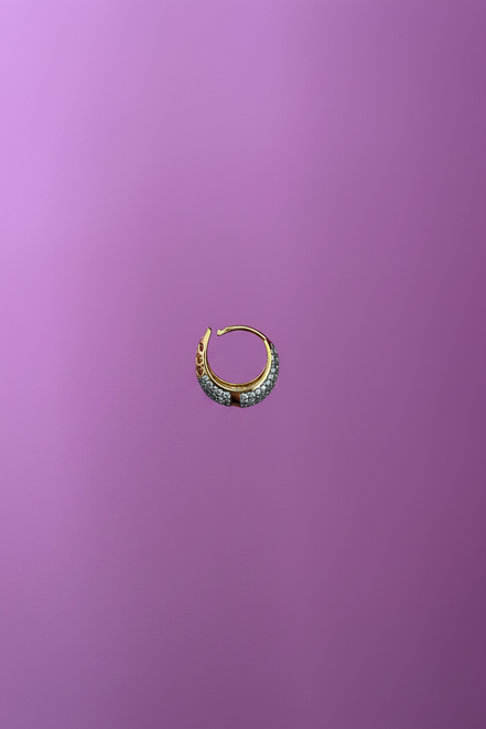 Orecchini mezzaluna in  argento oro giallo con zirconi
