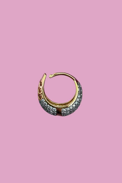 Orecchini mezzaluna in  argento oro giallo con zirconi