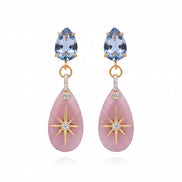 Orecchini  - Jaipur Agata rosa con stella del nord e cristalli azzurri