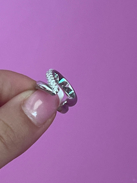 Earcuff 2 giri argento  925 rodio e zirconi