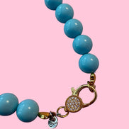 Collana OCEANO - Turchese  mm 10 - chiusura gioiello argento 925 - cm 60