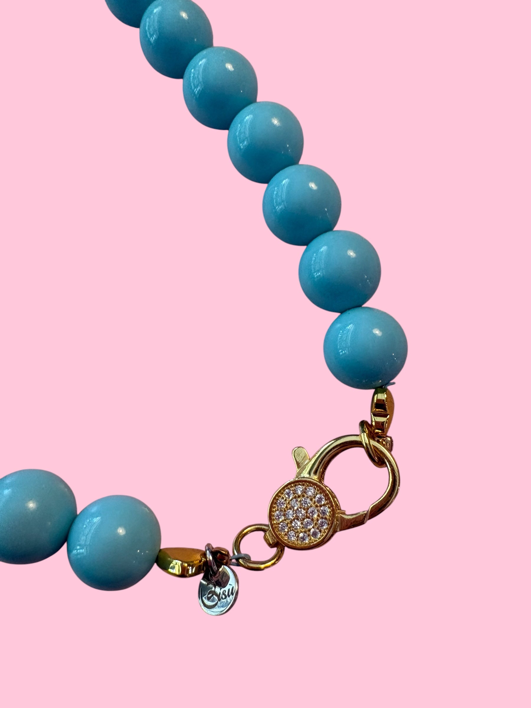 Collana OCEANO - Turchese  mm 10 - chiusura gioiello argento 925 - cm 60