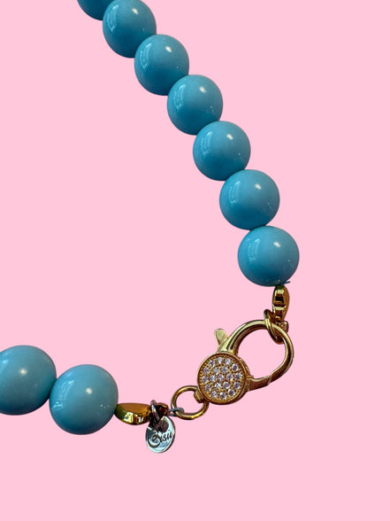 Collana OCEANO - Turchese  mm 10 - chiusura gioiello argento 925 - cm 60