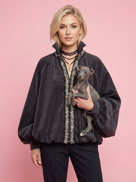 CHANELLINA bomber senza tasche : bomber a palloncino con passamaneria Couture