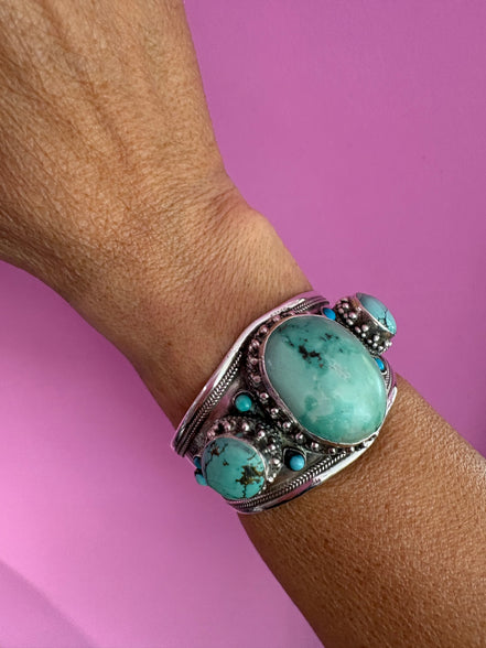 Bracciale collezione ETNICA -   Bangle. Argento 925 con turchesi