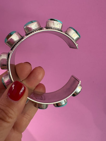 Bracciale collezione ETNICA -   Bangle Argento 925 con 10 turchesi