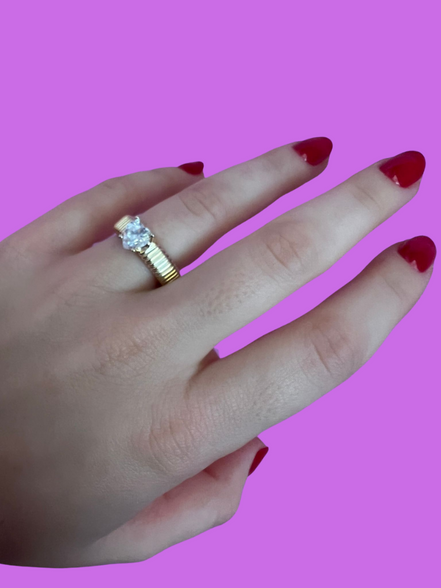 Anello TUBOGAS slim argento 925 con cuore zircone