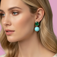 OCEANO Orecchini TURCHESE argento 925 con Agata verde