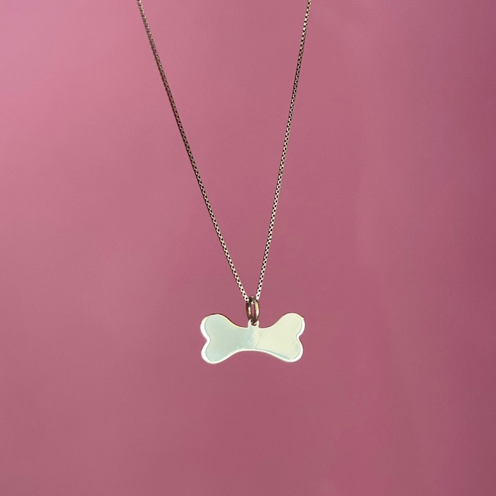 Collana Pet Addiction - argento 925 rodio con charm osso