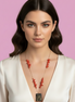 Collezione mediterranea - Collana con corallo rosso naturale e pendente di giada nera