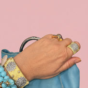 bracciale Kerala - Bangle ottone e filigrana con zirconi placcato oro giallo