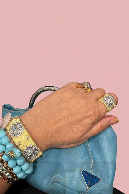 bracciale Kerala - Bangle ottone e filigrana con zirconi placcato oro giallo