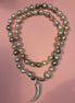 Collana TALISMANI con PERLE coltivate barocche - chiusura gioiello Argento 925 - cm 85 - con charms Corno
