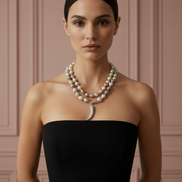Collana TALISMANI con PERLE coltivate barocche - chiusura gioiello Argento 925 - cm 85 - con charms Corno