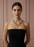 Collana TALISMANI con PERLE coltivate barocche - chiusura gioiello Argento 925 - cm 85 - con charms Corno