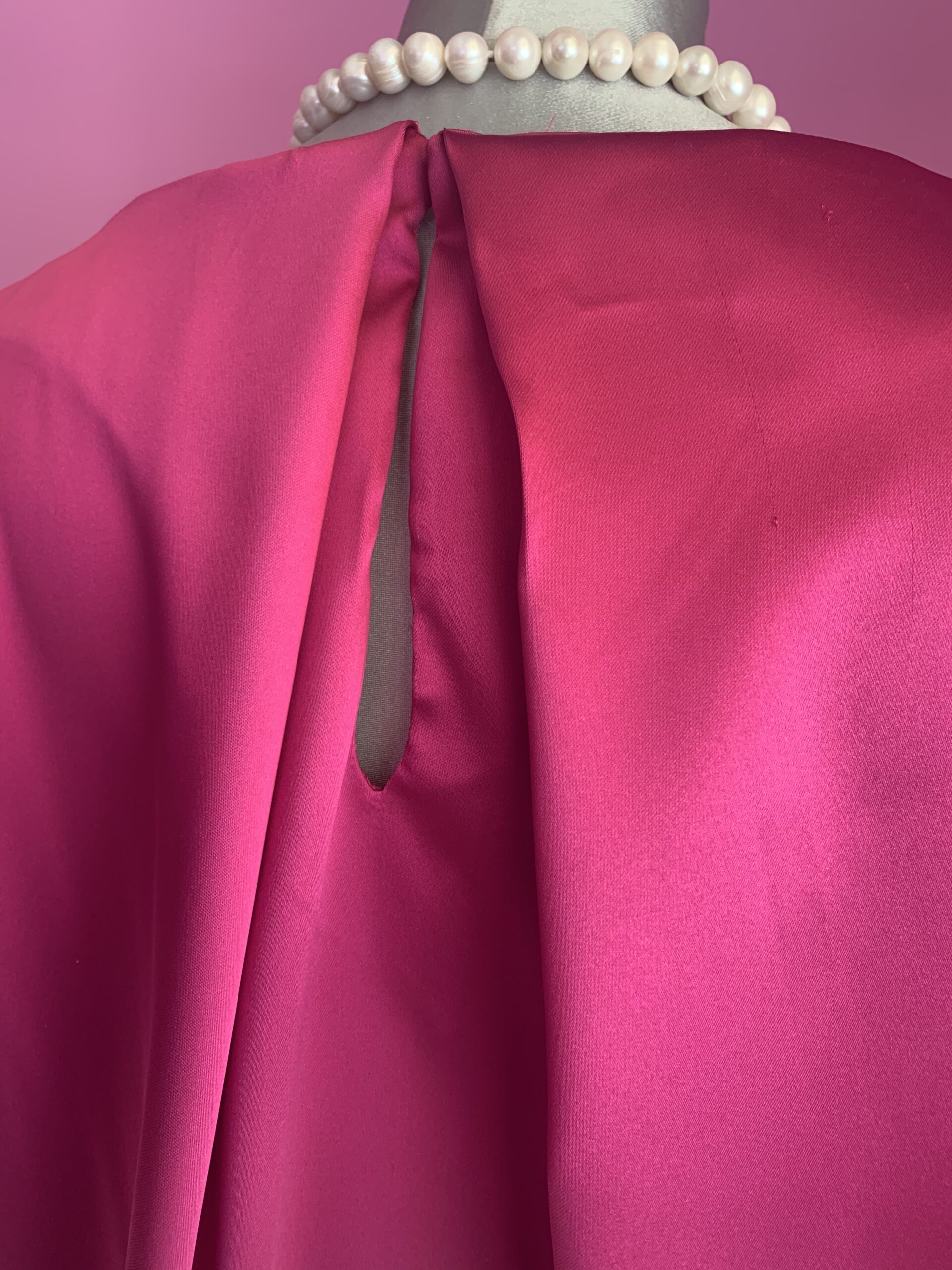 Poetica - Abito a palloncino in raso cerimonia fucsia