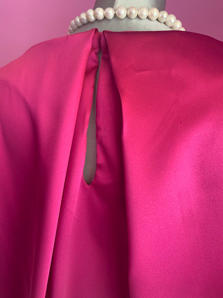 Poetica - Abito a palloncino in raso cerimonia fucsia