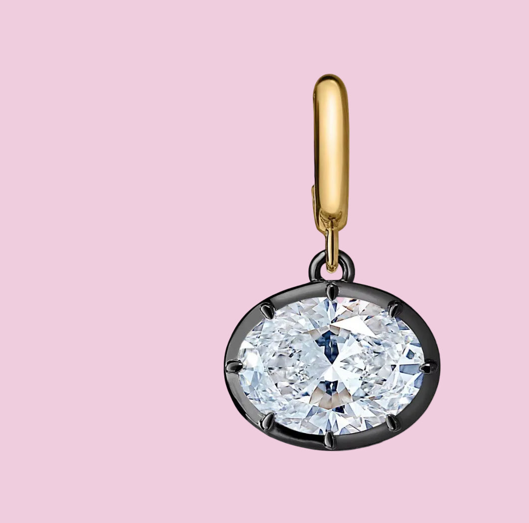 CHARM LUCE - con scattino - big zircone con rodio nero e gold