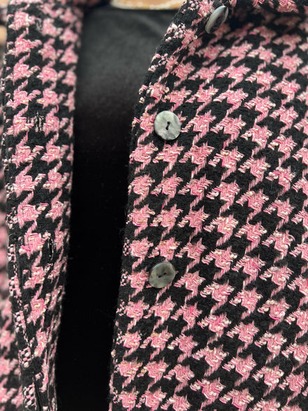 Céline - Jäckchen mit Godets in Rosa-Schwarz-Hahnentritt