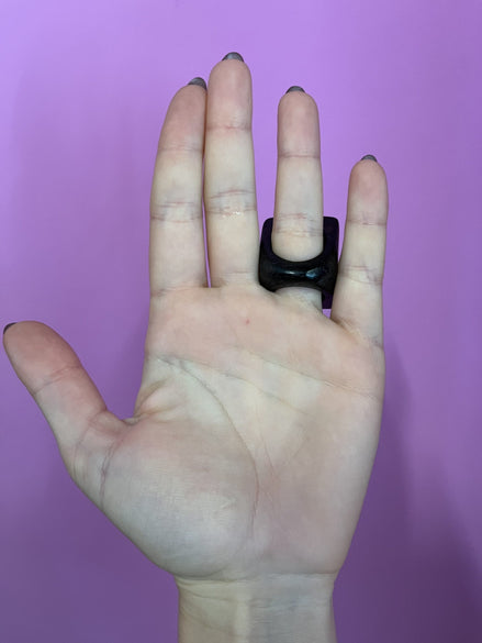 Anello in ebano nero e avorio mammut naturale