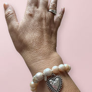 Bracciale Bisette -TALISMANI  perle  con charm Cuore Sacro