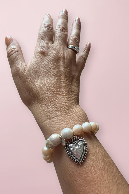 Bracciale Bisette -TALISMANI  perle  con charm Cuore Sacro
