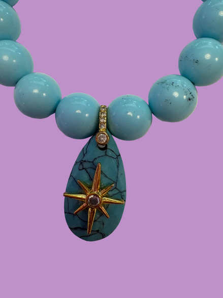 Bracciale Bisette - JAIPUR  OCEANO   turchese con charm turchese stella