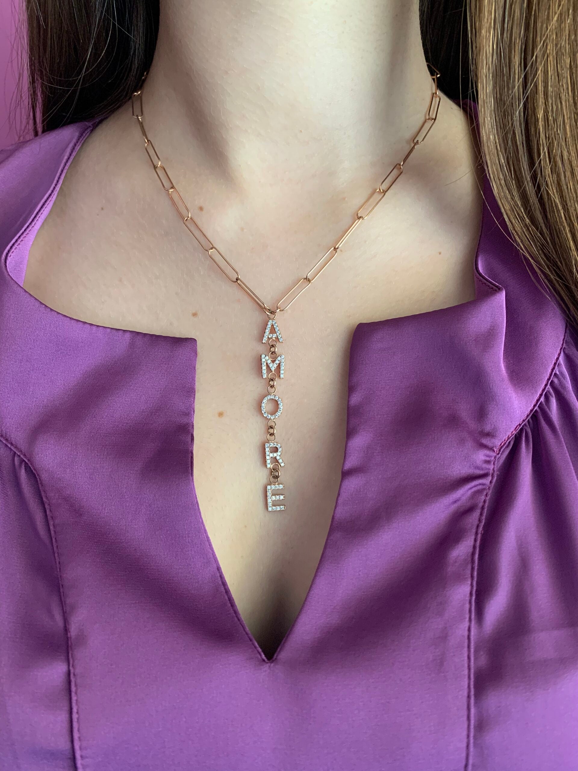 Collier amore con zirconi oro rosa