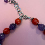 - TAKI Collier cascata con ametista e corallo rosso su  argento 925