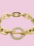 Bracciale Catena Gold con chiusura a T e zirconi - acciaio