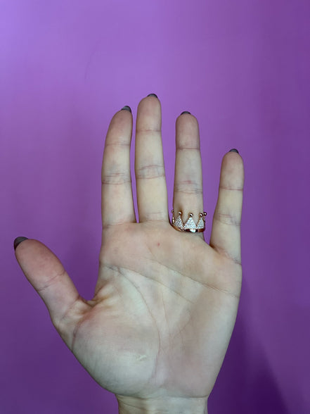 Anello corona argento 925 rosé con zirconi