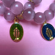 Bracciale Bisette -TALISMANI  occhi di gatto mauve  con charm Miracolosa