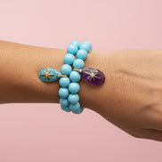 Bracciale Bisette - JAIPUR  OCEANO  turchese  con charm ametista stella