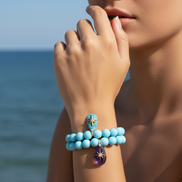 Bracciale Bisette - JAIPUR  OCEANO   turchese con charm turchese stella