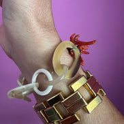 Bracciale MEDITERRANEA-  grandi rametti corallo rodo e corno naturale