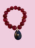 Bracciale Bisette - JAIPUR agata burgundy con charm goccia di lapislazzuli
