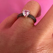 Anello MON COEUR oro rosa con zirconi neri/bianco