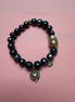 Bracciale Bisette -TALISMANI perle grey con charm Cuore sacro