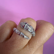Anello WHITE SNAKE in Argento 925 rodiato con zirconi