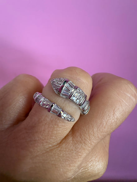 Anello WHITE SNAKE in Argento 925 rodiato con zirconi