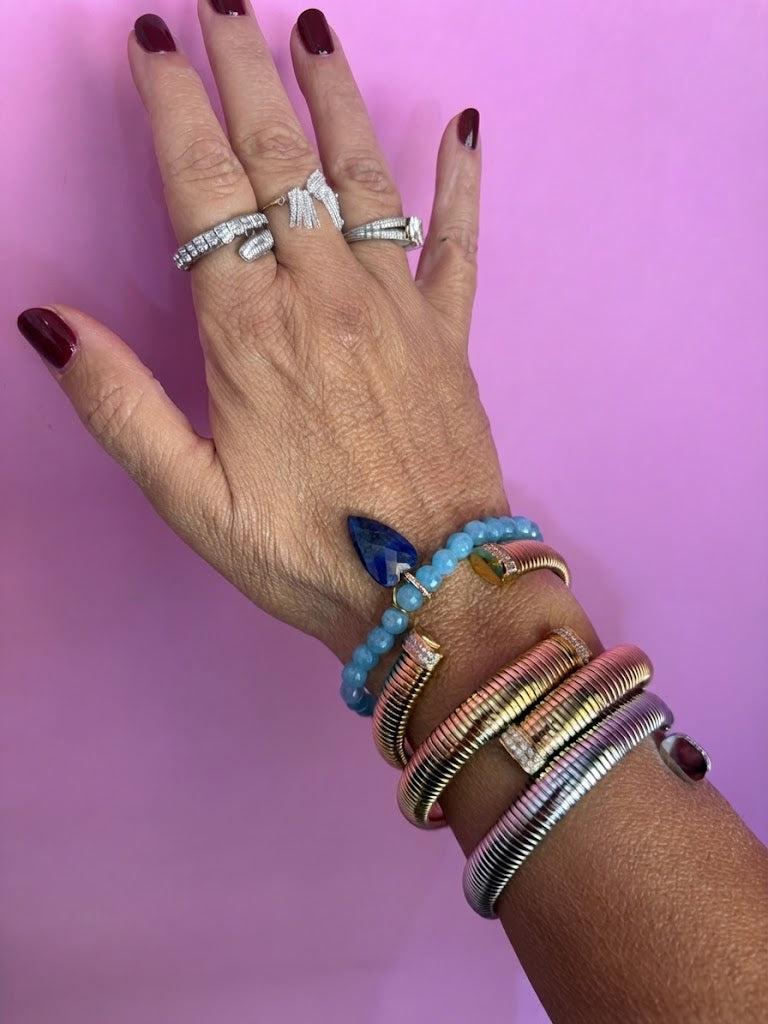 Bracciale Bisette - JAIPUR angelite con charm cuore di lapislazzuli