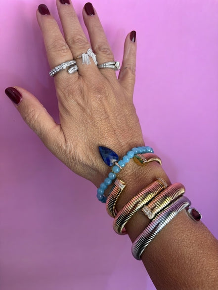 Bracciale Bisette - JAIPUR angelite con charm cuore di lapislazzuli