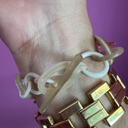 Bracciale MEDITERRANEA-  grandi rametti corallo rodo e corno naturale